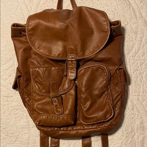 Brown Faux Leather Backpack